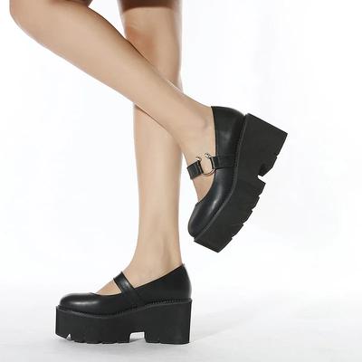 Fashion 2025 Sweet Lolita Shoes Platform Thick Heel Black Women Shoes Metal Decoration Cosplay Mary Jane Pumps Shoes Top Quality