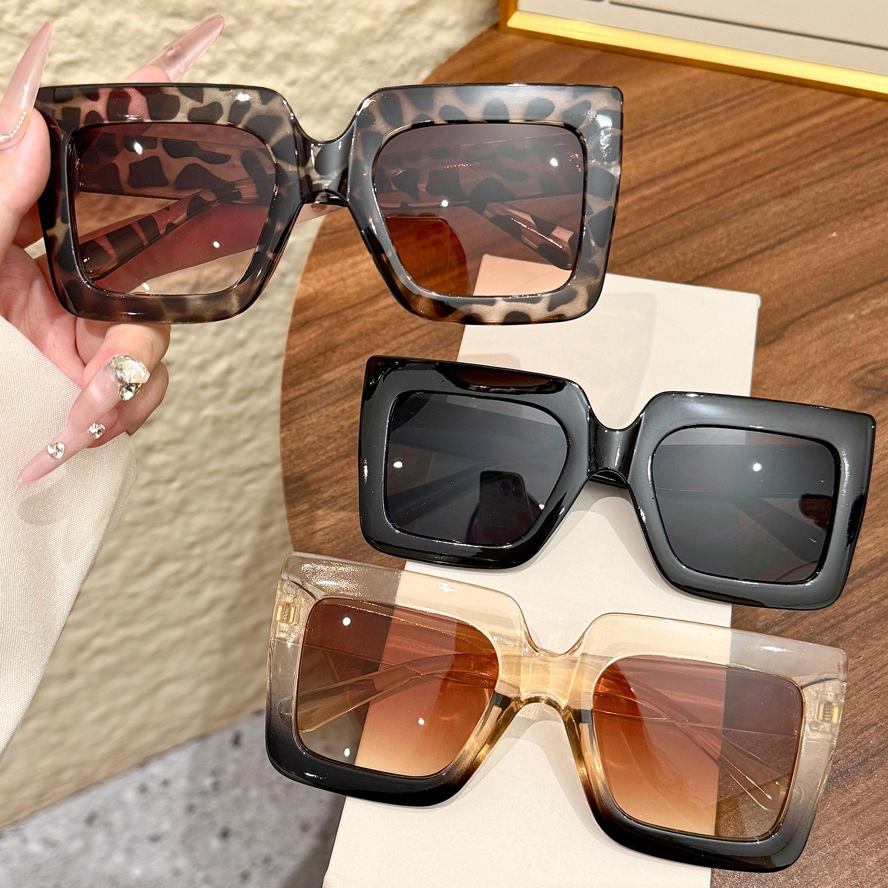 

3Pcs Retro Fashion Oversized Square Sunglasses Set, Stylish, Light Luxury, Exquisite Casual Sunglasses, Holiday Gift