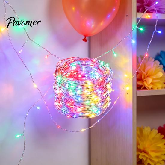Decorative Wedding Party Lights Copper Wire Fairy with Remote, 8 Modes 10-Level Dimming Timer, Waterproof LED String Battery Operated for Christmas