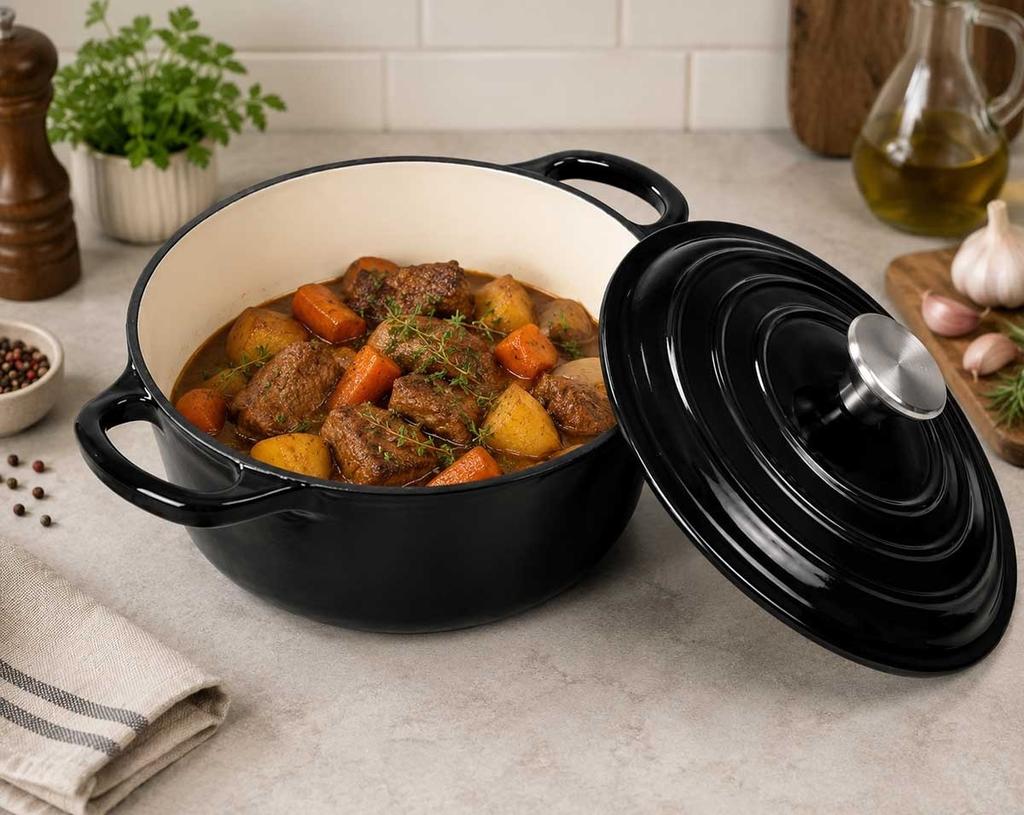 ENAMELED CAST IRON POT 24cm 4.2L BLACK 7758