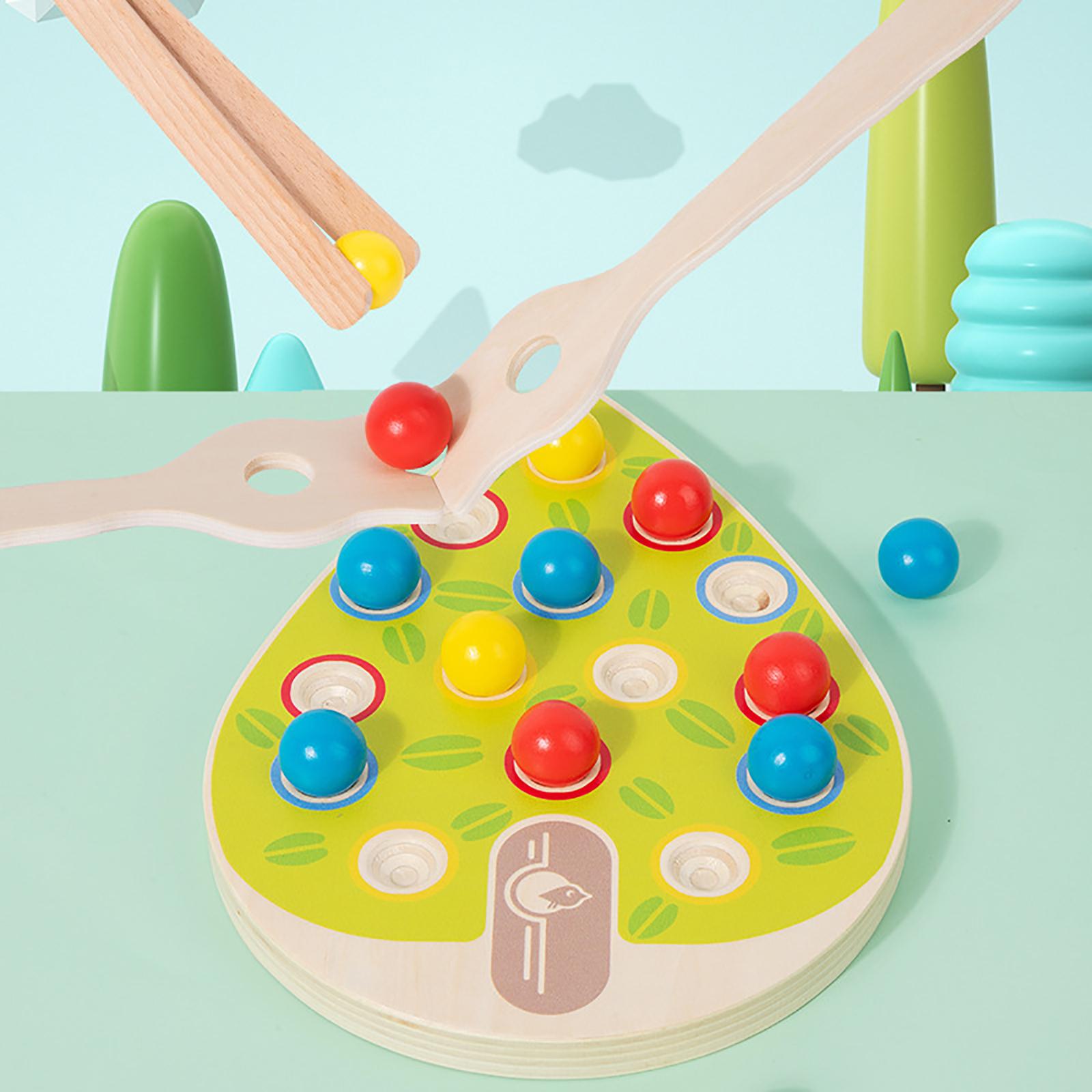 

Wooden Fun Color Matching Clip Beads Exercise Concentration Training Parent-child Interactive Table Game Educational Toys One Size
