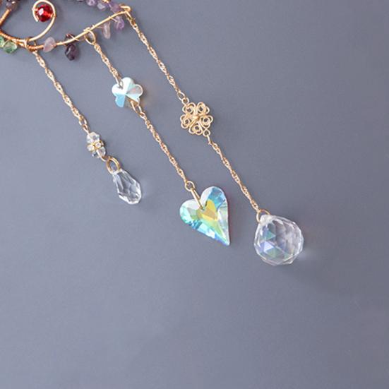 Butterfly Sun Catcher Ornament Indoor Outdoor Natural Stone Fake Crystal Butterfly Decoration Wall Window Hanging Fake Amethyst Butterfly Rainbow