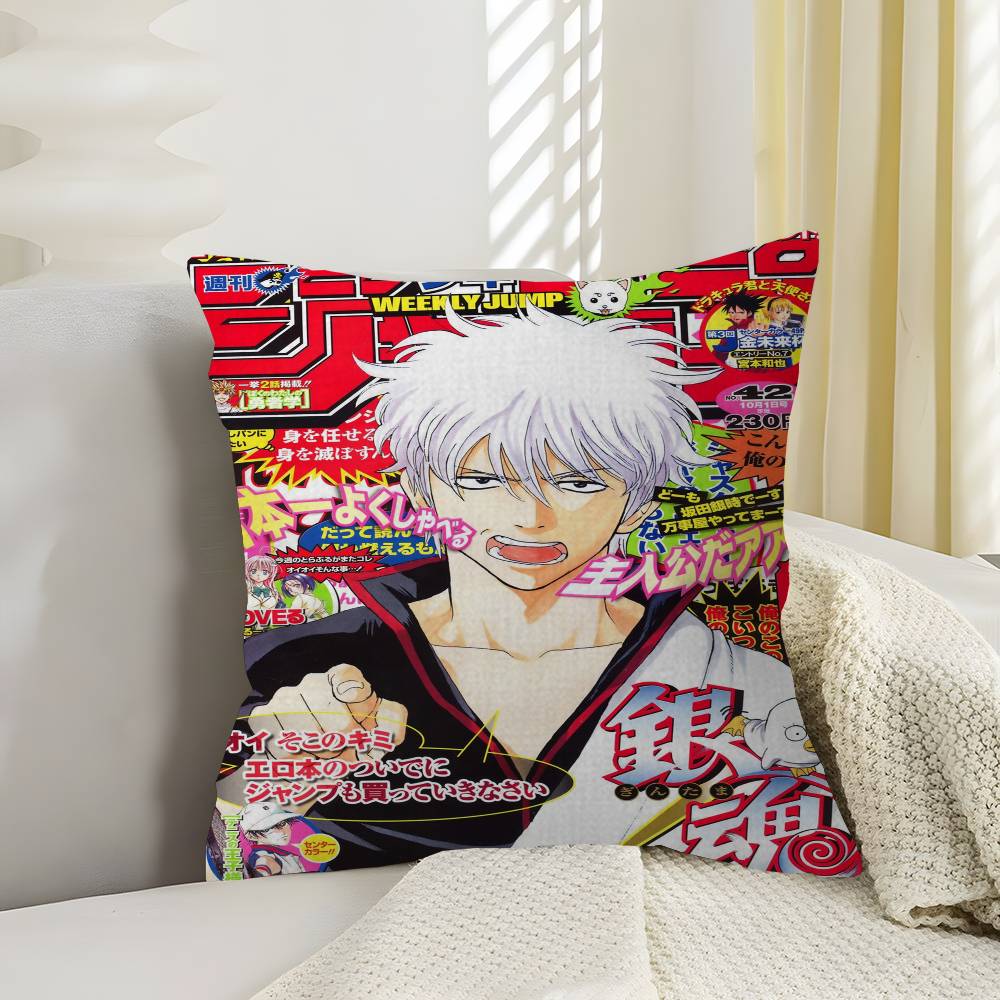 Classic funny Japanese anime GINTAMA Cushion Cover Inches Farmhouse Decor Home Throw Pillow Covers for Couch Decorations