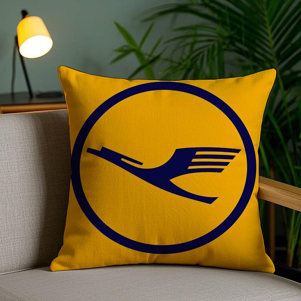 Pillow Case L-Lufthansa German Airlines Sofa Short Plush Double-sided HD Printing Room Home Office Gift Cushion Cover