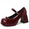 2026  Spring Thick Heel Women Mary Jane Shoes Ladies Fashion Outdoor Butterfly-knot Shoes Women's Elegant Wedding Party Pumps
