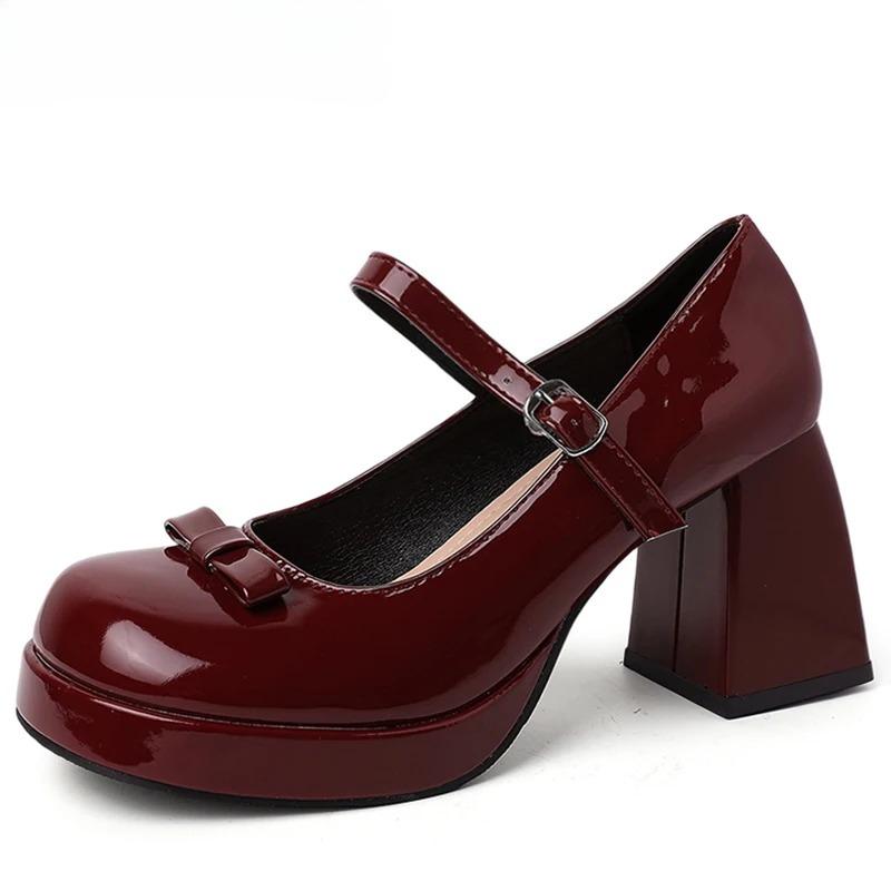 2026  Spring Thick Heel Women Mary Jane Shoes Ladies Fashion Outdoor Butterfly-knot Shoes Women's Elegant Wedding Party Pumps
