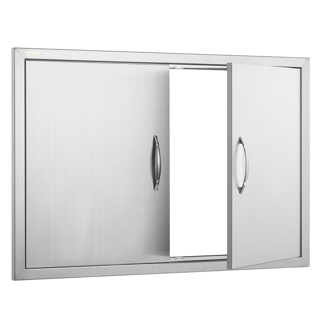 VEVOR BBQ Access Door, 915x610 mm Double Outdoor Kitchen Door, Stainless Steel Flush Mount Door, Wall Vertical Door with Handles, for BBQ Island