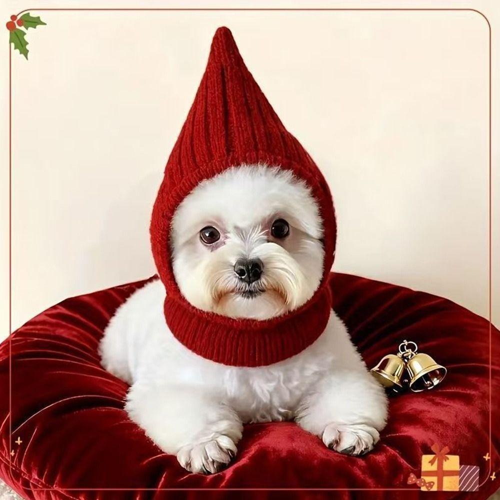 Pet Fashion Solid Color Knitted Pet Hat Warm Fabric Knitted Design Pet Scarf Soft Material Fashion Style Dog Hat Pet Accessories
