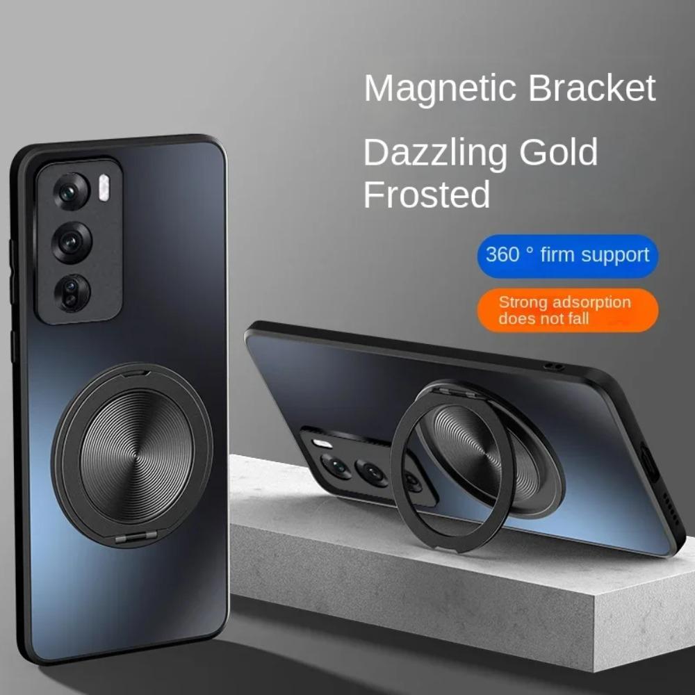 Magnetischer Ständer Magsafe Hülle für OPPO Reno 12 Pro 12 5G Hülle Halterung Stoßfest Hart Matt Ringhalter 360° Drehbar Schützende Rückseite Ständer Abdeckung