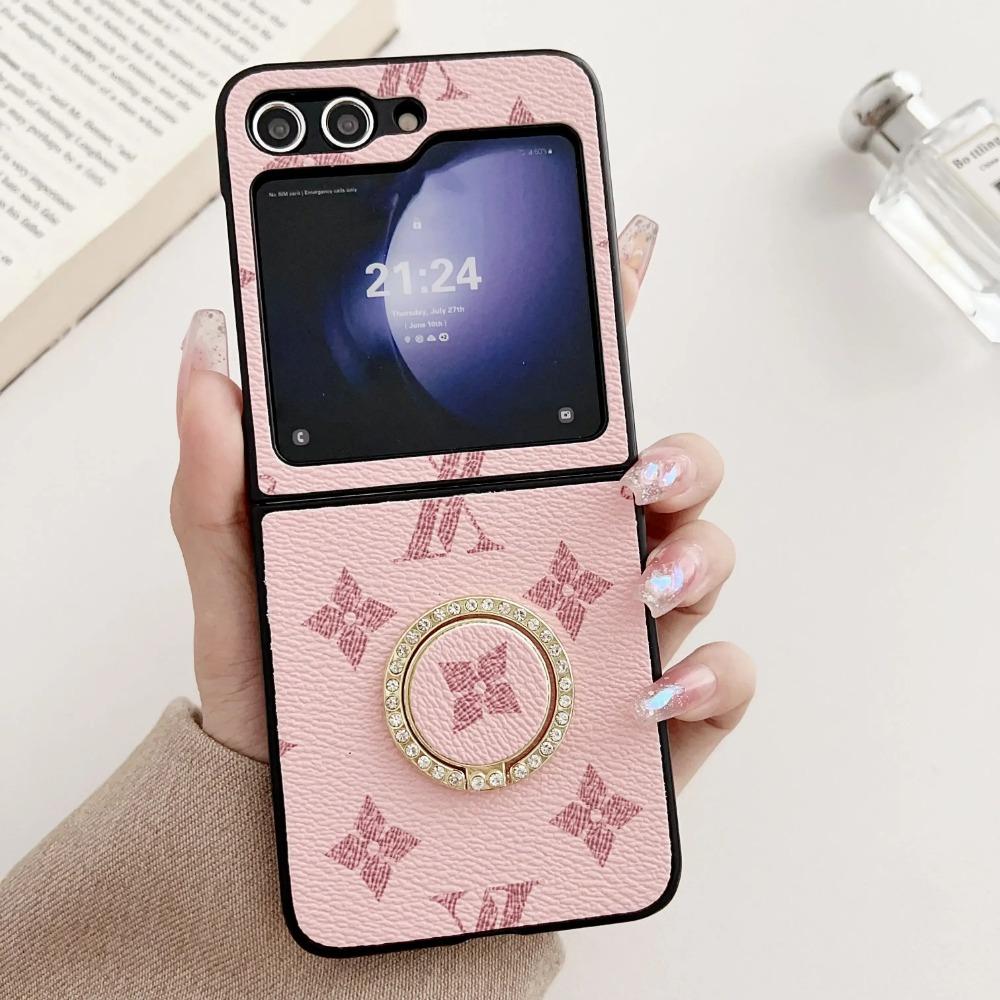 

Роскошный деловой чехол для телефона с ретро-узором и двойным V для Samsung Galaxy Z Flip 7 6 5 4 3, черный браслет-цепочка, женская защитная крышка Galaxy Z Flip7