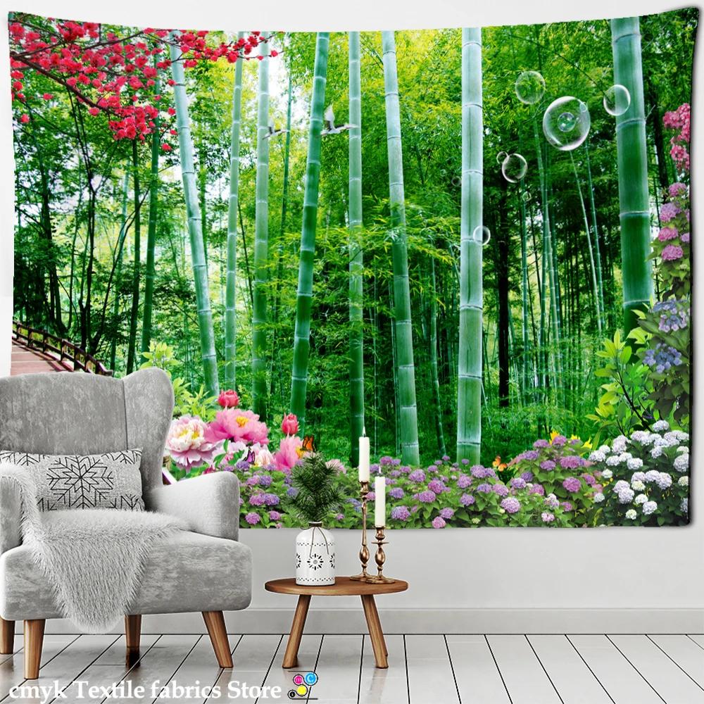 Bamboo Forest Flying Pigeon Path Tapestry Wall Hanging Hippie Tapiz Psychedelic Mystery Simple Natural Home Decor