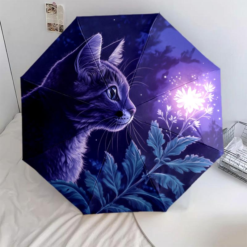 0106 Glowing Animals  Pattern, Automatic Folding Umbrella, Portable and Foldable Design, 8 Ribs, a Christmas or Birthday Gift.