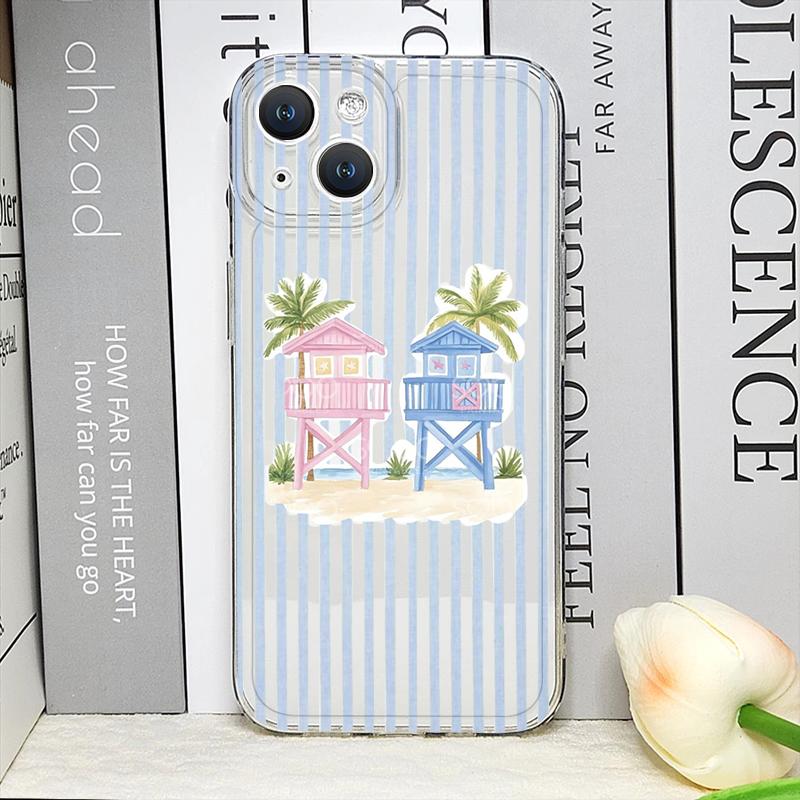 Kreative Hand-Kokospalme Gestreiftes Muster Handyhüllen für iPhone 17 16 15 14 13 12 11 Pro Max XR 8 7 Plus 13 12 Mini Weiche Hülle