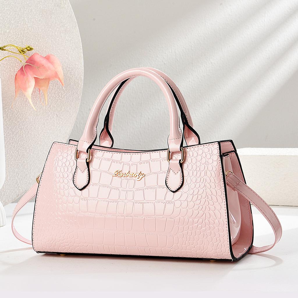 Women’s Light Luxury Shiny Crocodile Pattern Top Handle Bag, Elegant Shoulder Crossbody Purse For Middle-Aged Moms