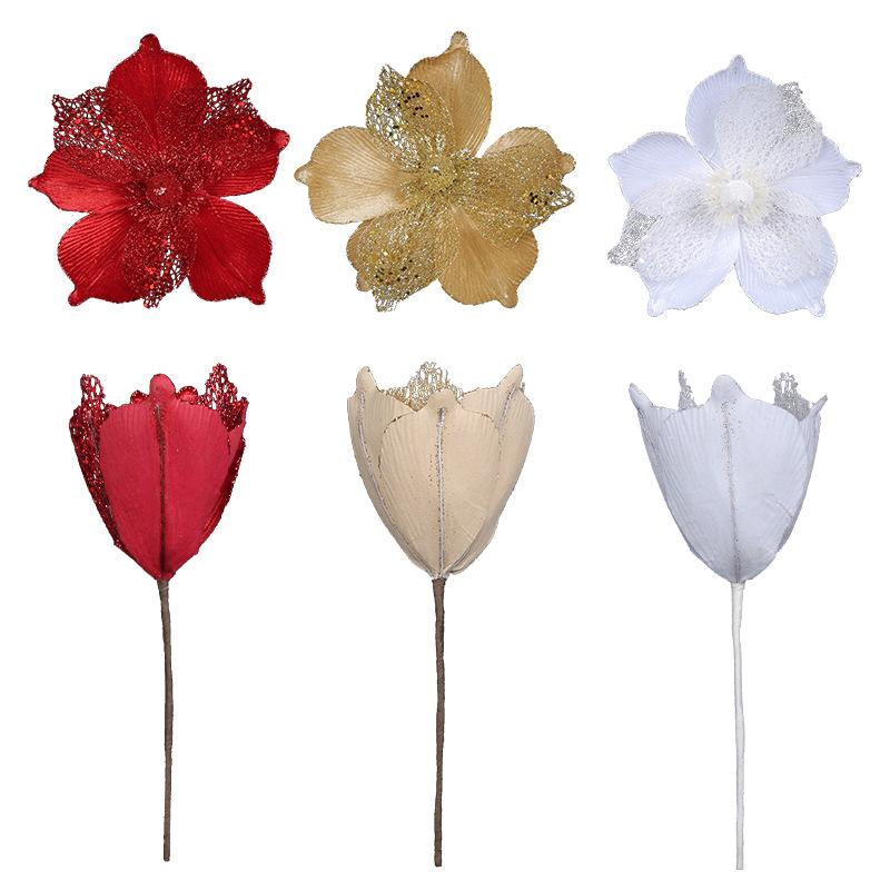 6 Pcs New Arrival Christmas Poinsettia Flowers for Decor, Home Decor Artificial Flowers, Christmas Tree Decor Covers Flower, New Year's Tree Decor