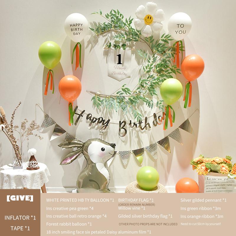 Baby'S 1St Birthday Decorates Ins Fengsen Net Red Balloon Decoration Background Wall Scene Decorates Party Supplies