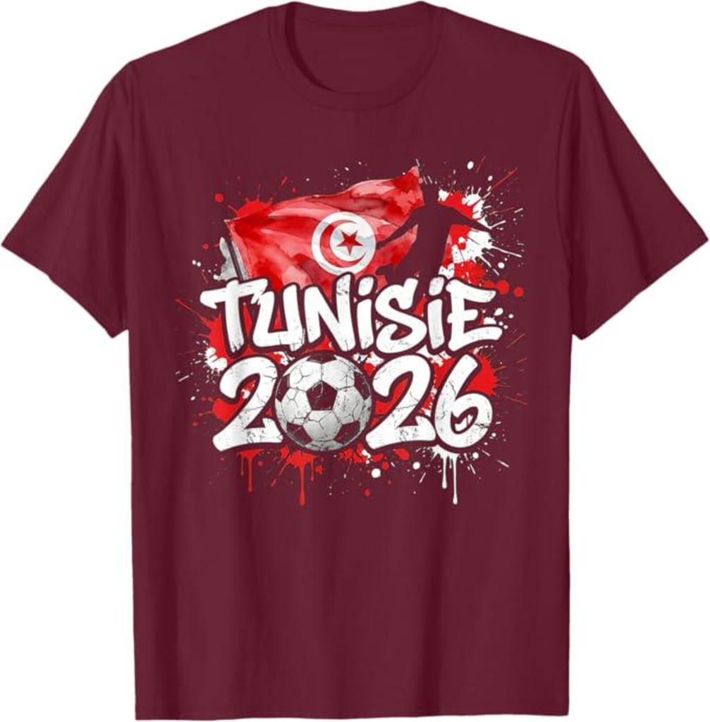Tunisien 26 Fotbollströja, Graffiti Konst Tunisisk Flagga T-shirt, Fotbollsfan Kläder