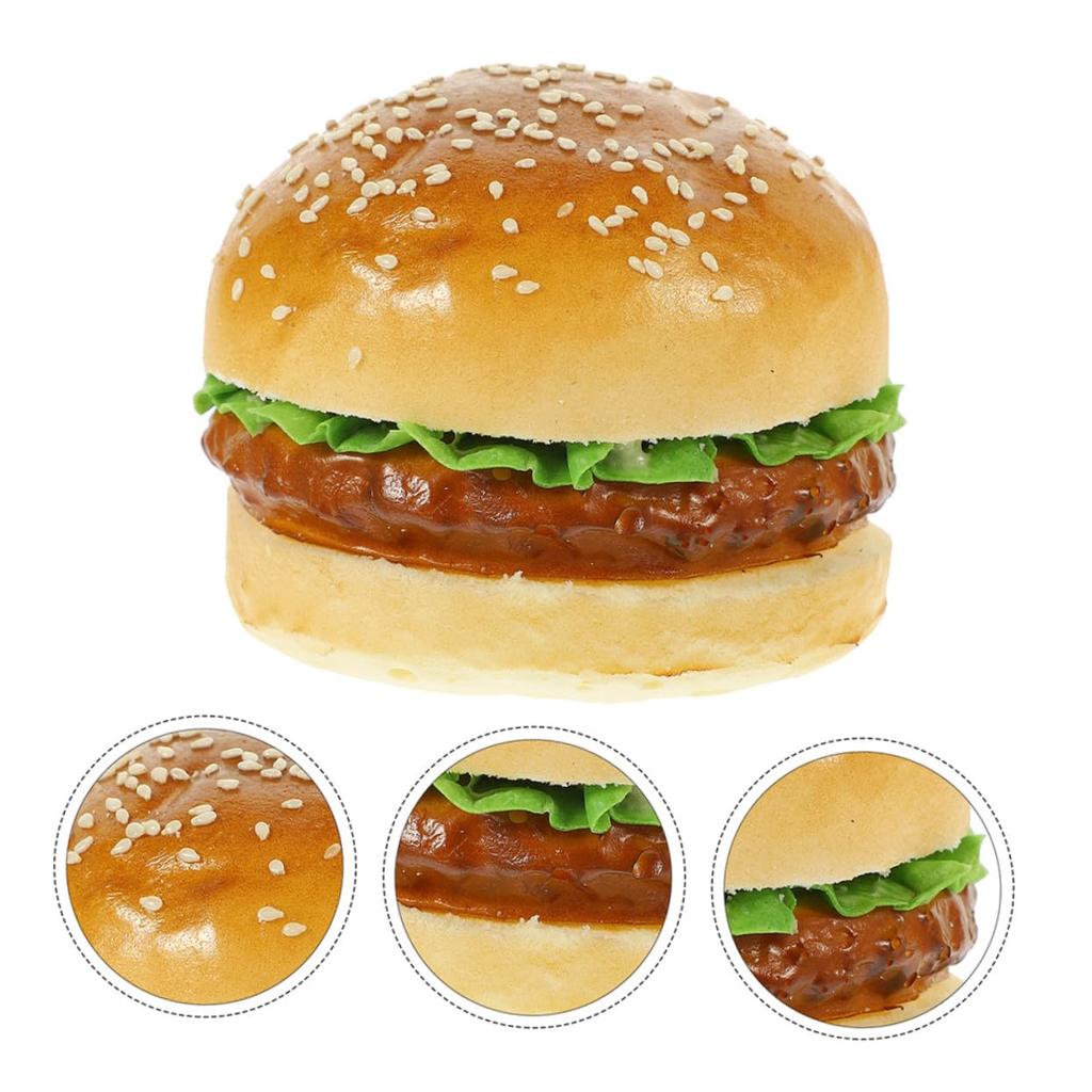 NOLITOY Realistic Simulation Hamburger Model for Photography Food Table and Educational Pretend Textured and 2-Piece Props, Samples, Decorations,