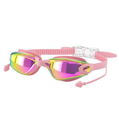 Fog Shaped Swimming Goggles UV Resistant Clear Vision with Earplugs and 2 Male and Female Nose Lenses Adult Swimming Goggles