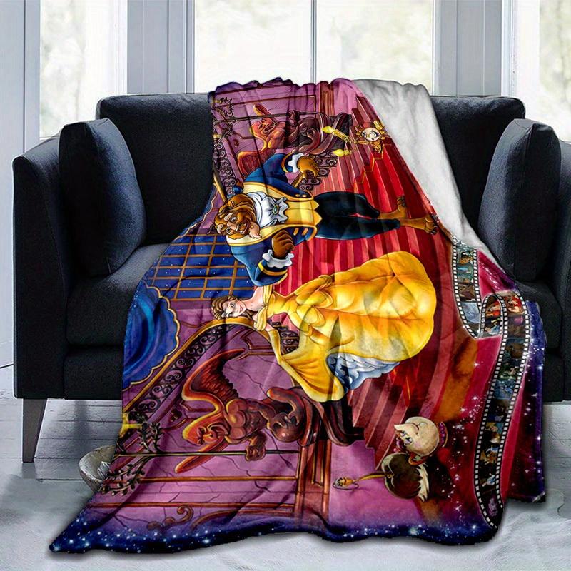 1pc Disney Beauty and the Beast Blanket, Home Decor, Office Napkin, Outdoor Picnic Rug, Gift for Kids & Adults (79x55 Inches)