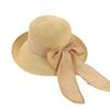 Women's Summer Straw Hat with Bow & Wide Upturned Brim