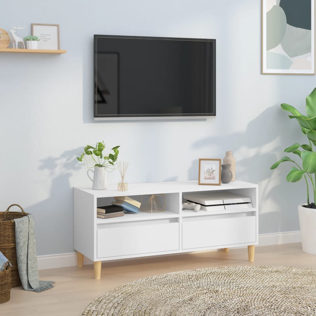 Vidaxl Szafka Pod Tv, Biała, 100X34,5X44,5 Cm, Materiał Drewnopochodny