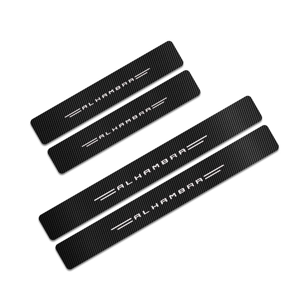 For Seat Arona Ateca Toledo Ibiza Leon Alhambra Altea Arosa Cordoba Exeo Mii Tarraco Carbon Fiber Pattern Car Door Sill Stickers