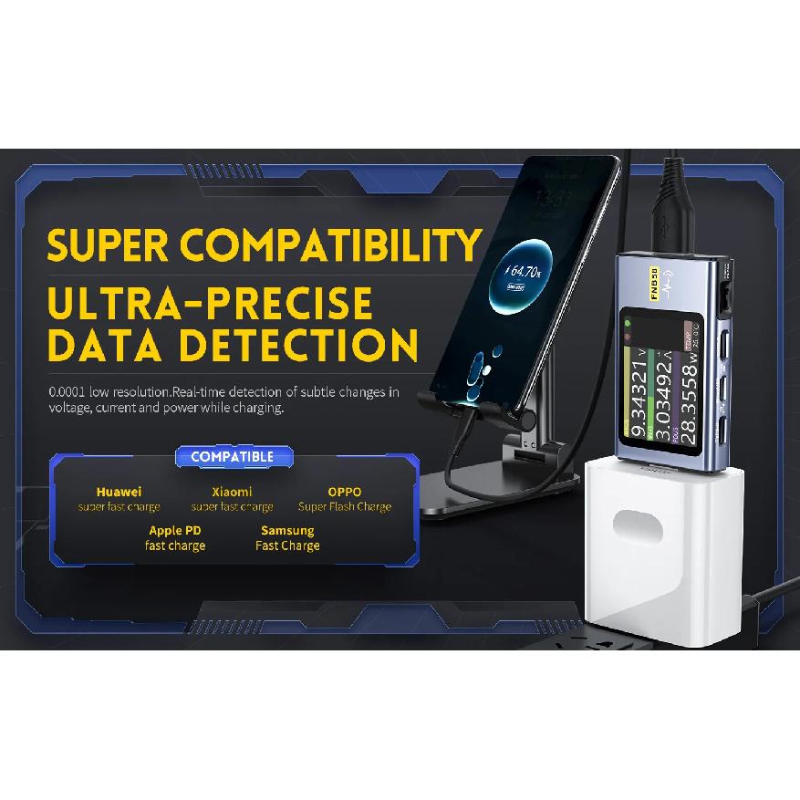 FNIRSI-FNB58 PD USB Tester Digital Voltmeter Ammeter Type-C Fast Charge Detection Trigger Capacity Ripple Measurement