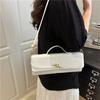 Solid color crocodile pattern dinner bag new baguette bag diagonal lock horizontal handbag shoulder messenger bag women's bag