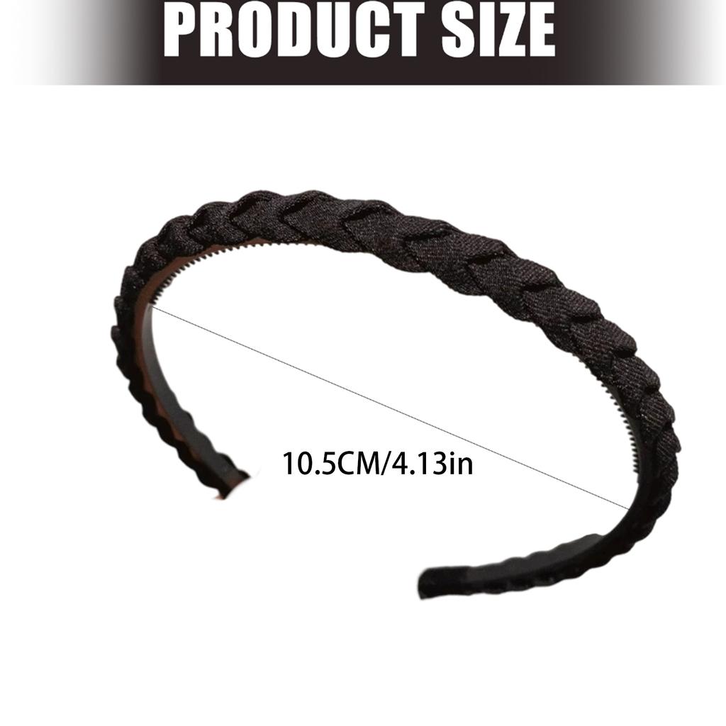 Fabric Braided Hairhoop With AntiSlip Teeth Grip For Face Washing Exercise Strong Hold On Short Hair Styling Hairband