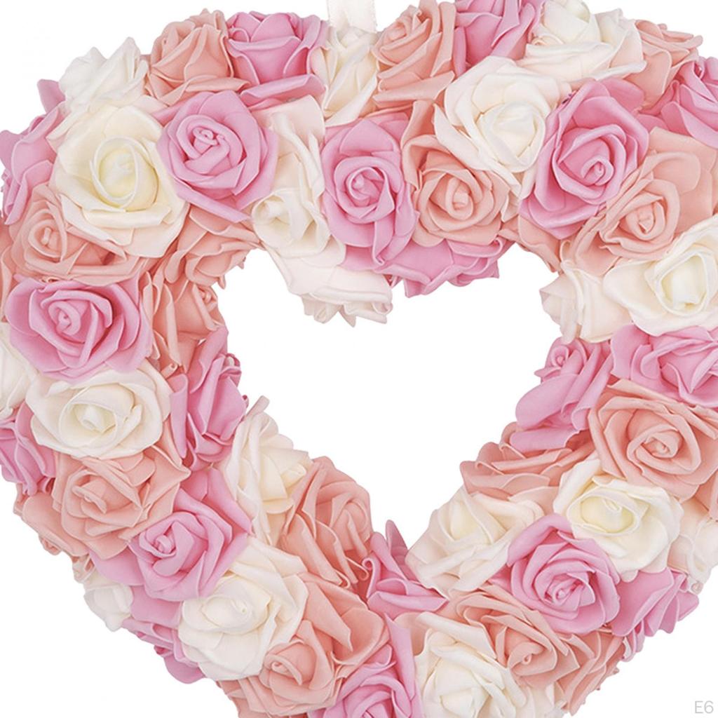 Artificial Heart Shaped Rose Wreath for Table Centerpieces and Events
