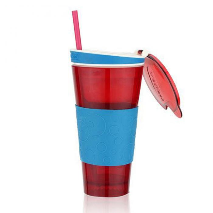 Travel Snack Water Bottle Drink In One Container Lid Straw Kids Snack Bottle Separated Ine with A Straw Dropshipping