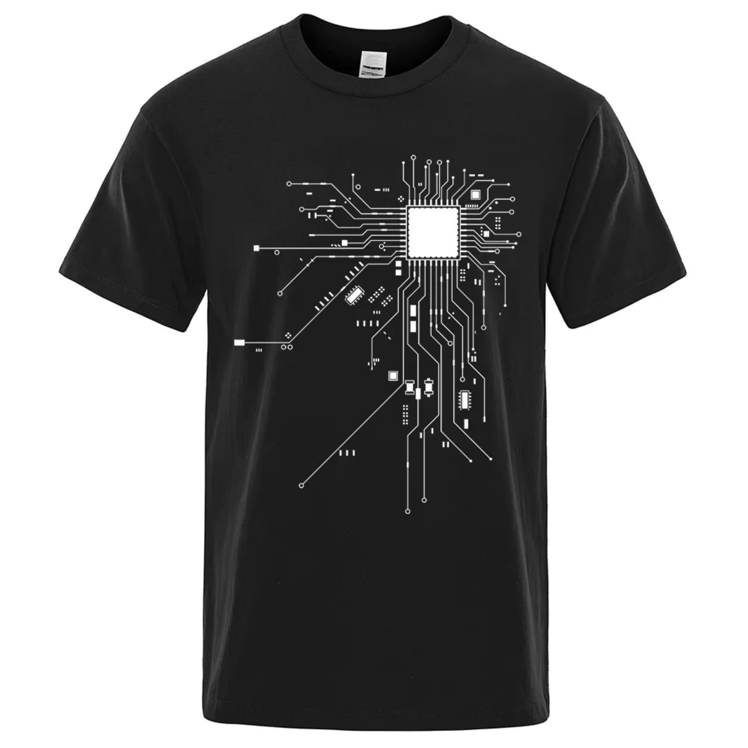 

CPU Processor Circuit Diagram T-shirt Men s Summer Cotton T-shirt Men s Funny Shirt Fashion T-shirt Brand Unisex Clothes S чёрный