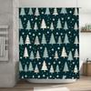 Christmas Tree Shower Curtain Festive Green Decorative Bathroom Liner for Christmas Holidays White Gold Floral Pattern Home Acce