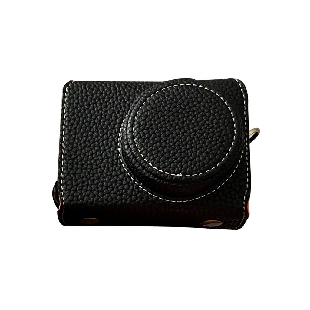 Vintage PU Leather Camera Bag Half Body Protective Cover with Strap for GR IIIx GR III GRIII GR3 Enhanced Grip Soft Lining 1Celsius4 Inch Thread Hole