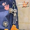 Latest Popular White Spooky Pull String Skull Head Keyring Pull String Skull Key Rings Horror Skeleton Charm Bags Accessories