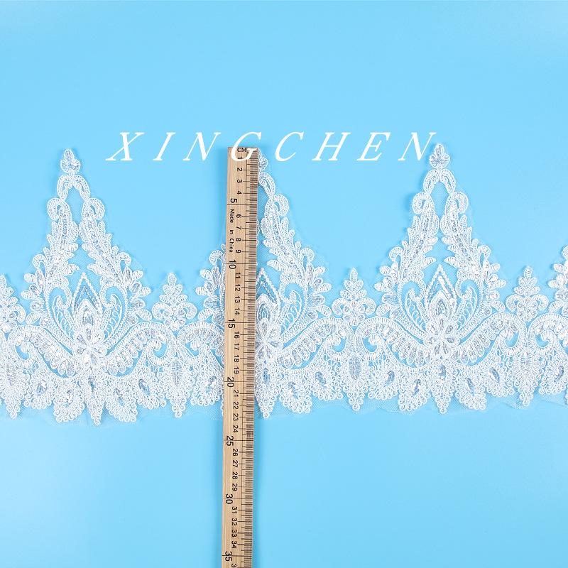 

Кружево на косточках для машины Кружево Пайетки Ширина 23 см Белая кружевная ткань Нижнее белье Женское платье Детская кружевная ткань White/crystal piece (width 23CM)