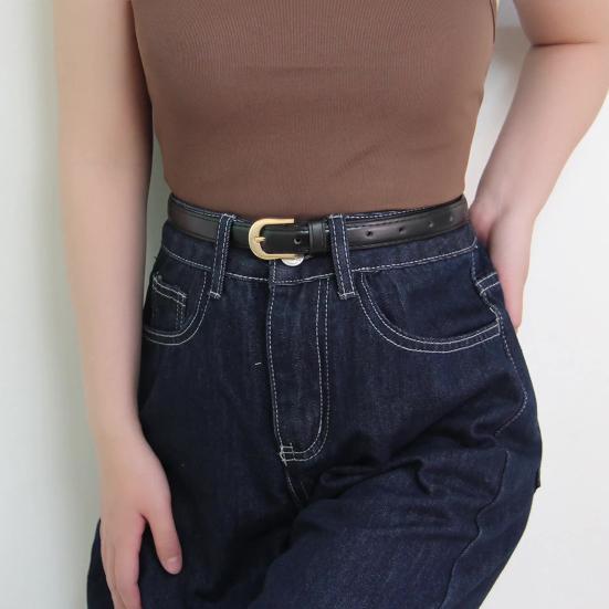 Women Belt Adjustable Length Imitation Leather Waistband Solid Color Waist Belt Dresses Shirts Pants Skirts Accessories