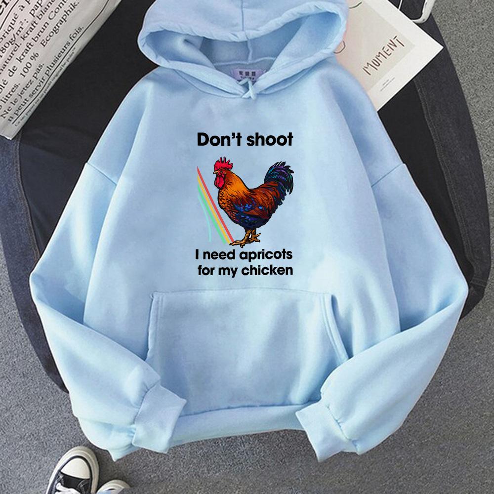 Don't Shoot I Need Apricots for My Chicken Arc Raiders Scrappy Hoodies Rooster Graphic Pullovers Women Men Long Sleeve Clothes