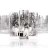 Five Piece Picture Canvas Print Wolf Forest Animal Grey
