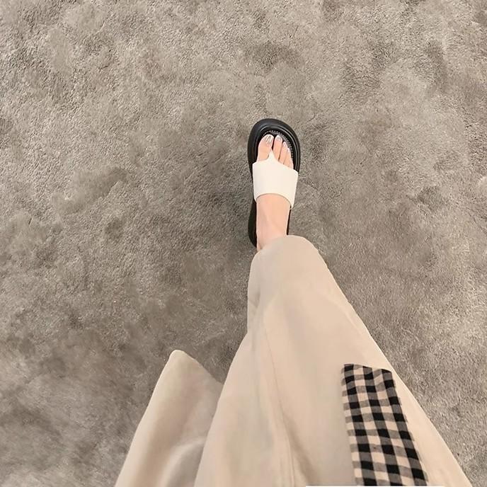 Su Yinyin's same bubble mop~ 6CM heightened thick-bottomed beach vacation flip-flops women's versatile sandals to wear outside summer