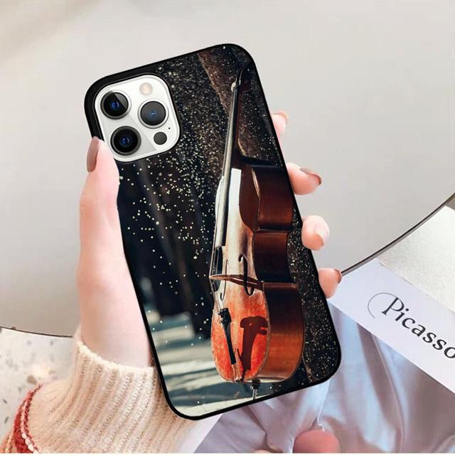 Black And White Violin Cello Phone Case Back Cover for iPhone 17 Air 16 15 14 13 11 12 Pro Max PlusS Shell Coque