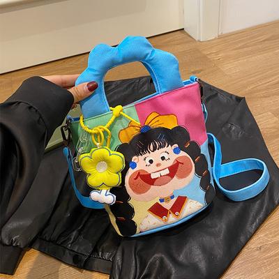 Illustration Design Graffiti Cloth Bag New Large Capacity Shoulder Bag Personality Funny Ugly Cute Bucket Bag Crossbody Bag Women's Bag