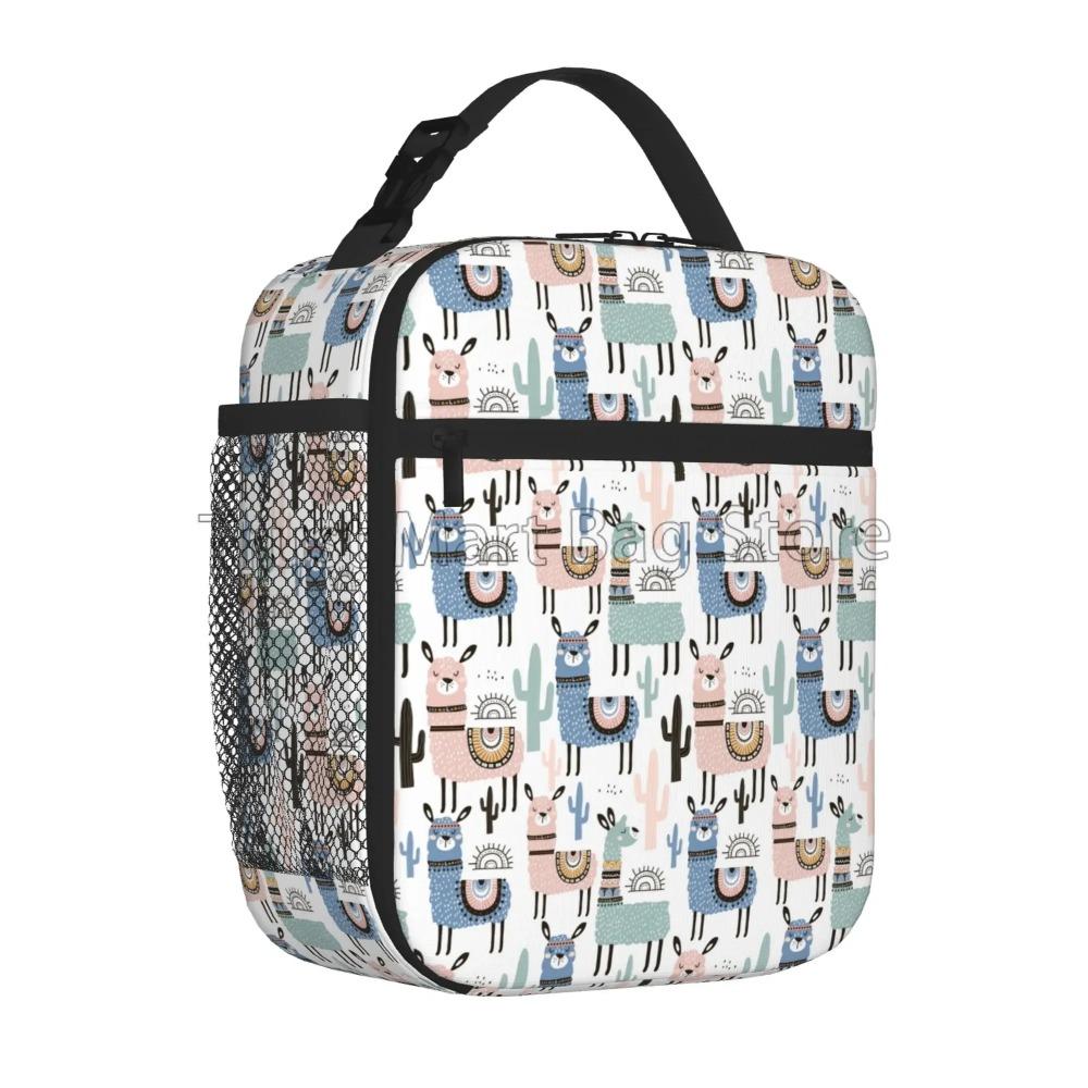 

Милая альпака лама портативная термосумка для ланча изолированный ланч-бокс многоразовые сумки-холодильники для женщин мальчиков девочек работа пикник кемпинг 26x21x11CM чистый