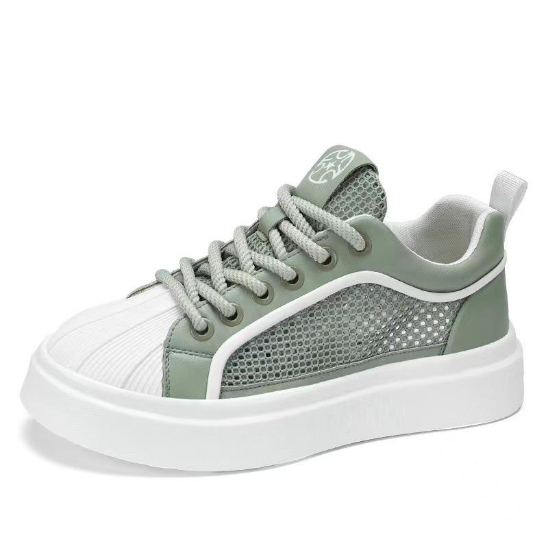 Little White Shoes Men's New Summer Mesh Breathable Thin Mesh Shoes Youth Sports Leisure Shell Head Board Shoes