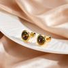 Trendy Natural Stone Earrings For Women, Stainless Steel Small Round Stud Earrings, Geometric Wedding Daily Jewelry Gifts