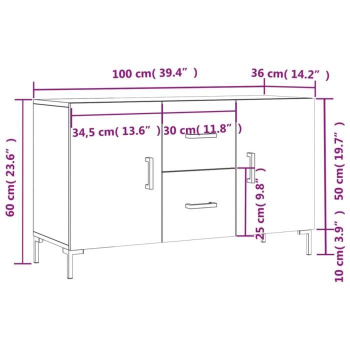 VidaXL Buffet blanc 100x36x60 cm bois d'ingénierie 828172