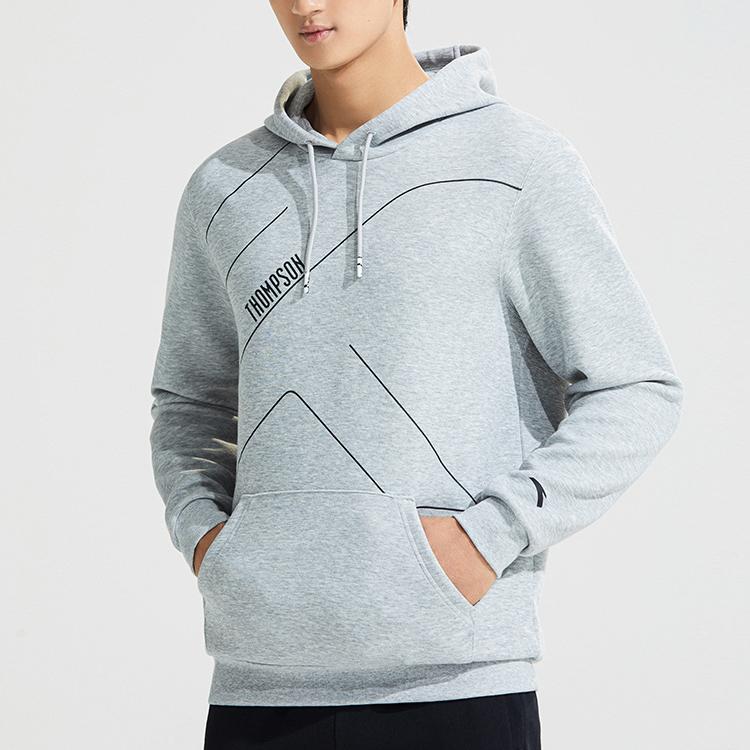 Anta Basketball Series Letter Stripe Hooded Pullover Sweatshirt Men tops Grey 152311767-3