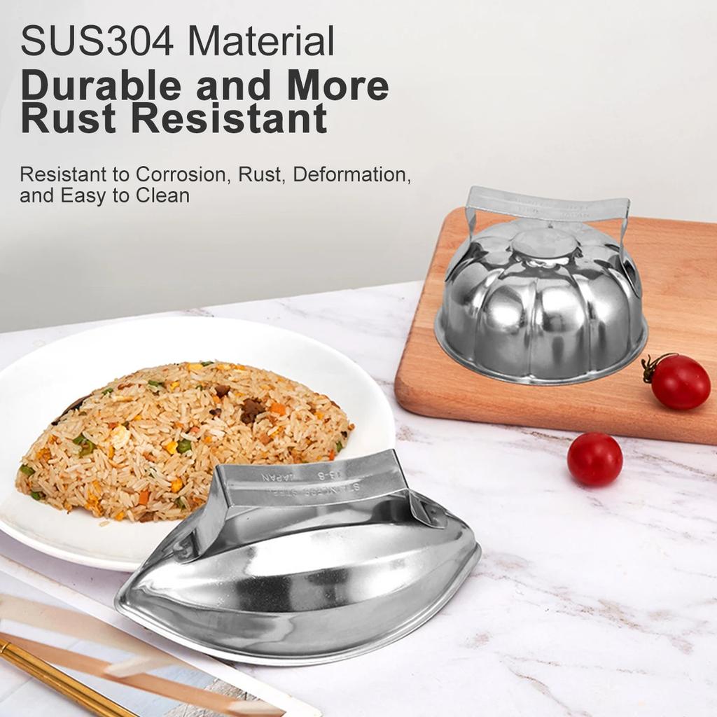 Pumpkin Style Onigiri Mold 304 Stainless Steel Rice Ball Mold with Handle Pawpaw Style Rice Mold Portable Riceball Mold