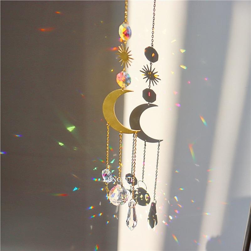 5pcs Colorful Light Catcher Hanging Chain Pendant Decorative Crystal Ball For Window Home Garden Party Wedding Decoration